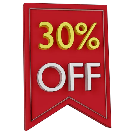 Free 30 Percent Discount Tag  3D Icon