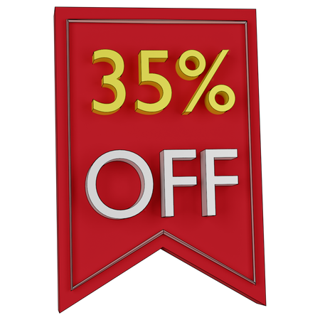 Free 35 Percent Discount Tag  3D Icon