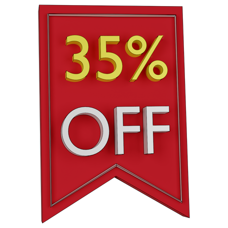 Free 35 Percent Discount Tag  3D Icon
