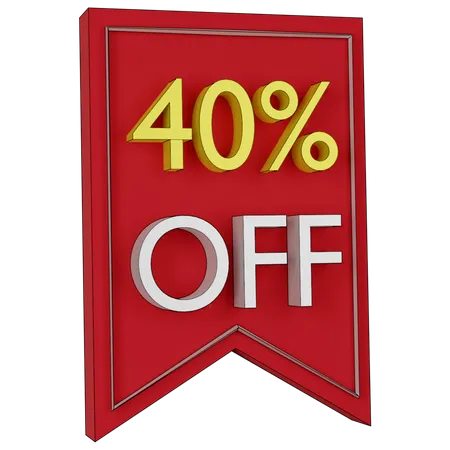 Free 40 Percent Discount Tag  3D Icon
