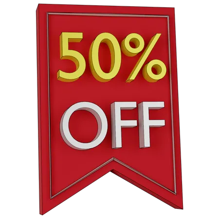 Free 50 Percent Discount Tag  3D Icon