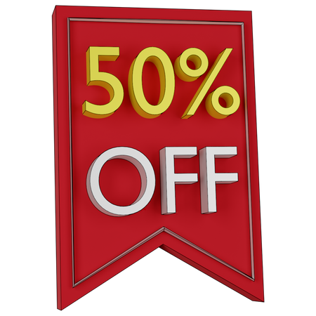Free 50 Percent Discount Tag  3D Icon