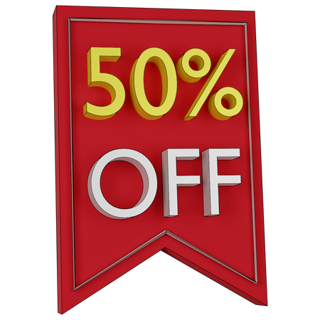 Free 50 Percent Discount Tag  3D Icon