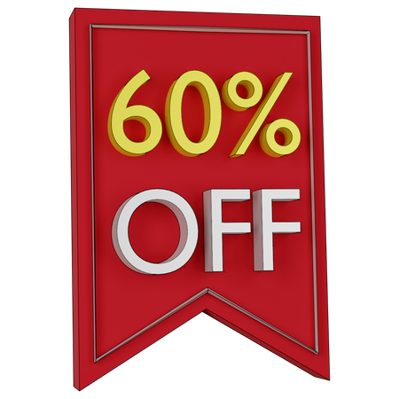 Free 60 Percent Discount Tag  3D Icon