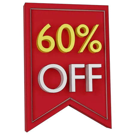 Free 60 Percent Discount Tag  3D Icon