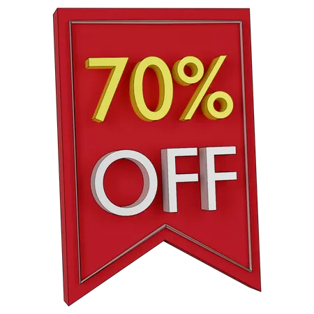 Free 70 Percent Discount Tag  3D Icon
