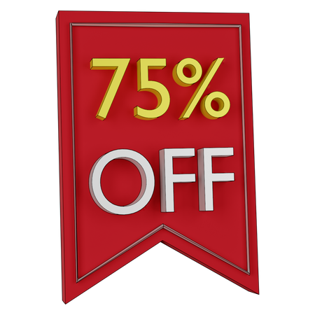 Free 75 Percent Discount Tag  3D Icon