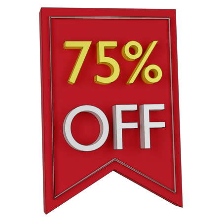 Free 75 Percent Discount Tag  3D Icon