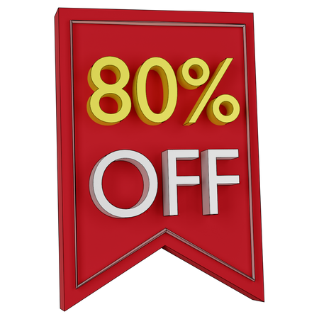 Free 80 Percent Discount Tag  3D Icon