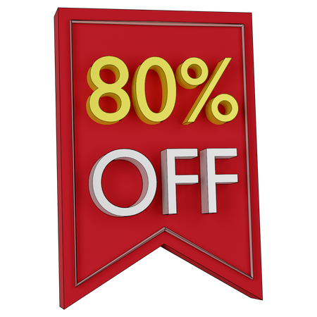Free 80 Percent Discount Tag  3D Icon