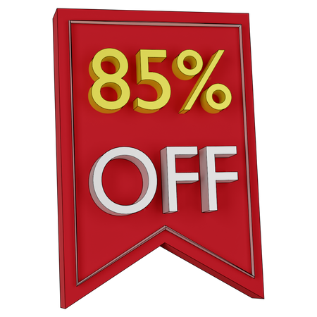 Free 85 Percent Discount Tag  3D Icon