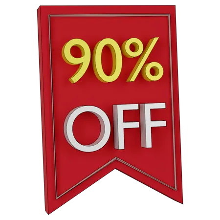 Free 90 Percent Discount Tag  3D Icon