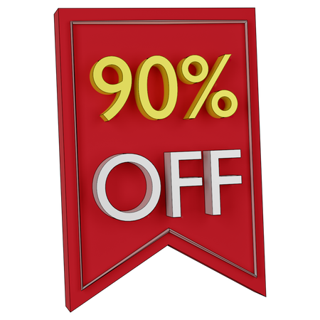 Free 90 Percent Discount Tag  3D Icon