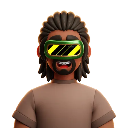 Free Homem afro com vr  3D Icon