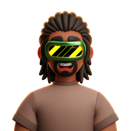 Free AFRO MAN WITH VR  3D Icon