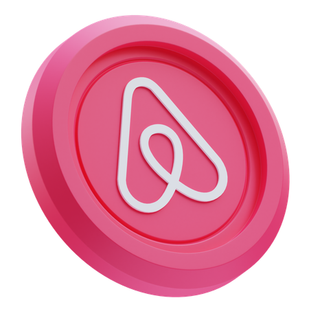 Free Airbnb-Logo auf rosa runder Münze  3D Icon