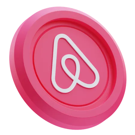 Free Airbnb-Logo auf rosa runder Münze  3D Icon