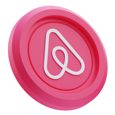 Free Airbnb Logo on Pink Circular Coin  3D Icon
