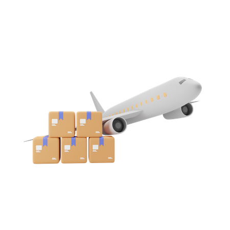 Free Airplane and Packages  3D Icon
