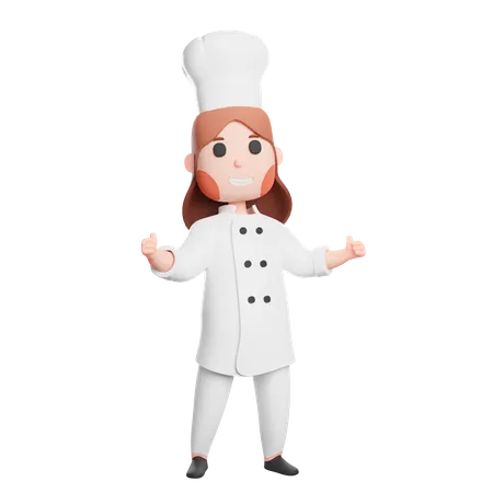 Free Chef alegre de uniforme aparecendo o polegar  3D Illustration