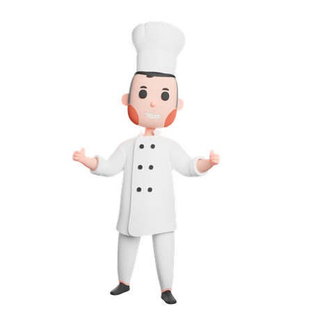 Free Chef alegre en uniforme mostrando el pulgar hacia arriba  3D Illustration