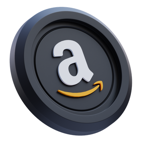 Free Amazon-Logo auf schwarzer runder Münze  3D Icon