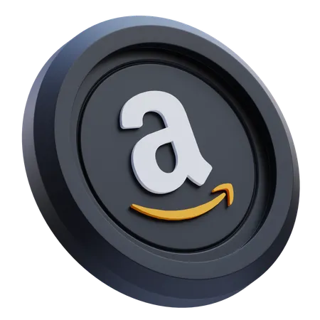 Free Amazon-Logo auf schwarzer runder Münze  3D Icon
