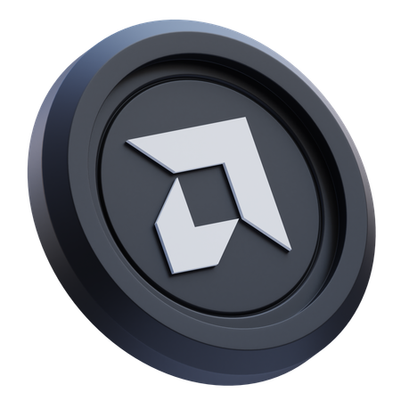 Free AMD-Logo auf schwarzer runder Münze  3D Icon