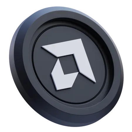 Free AMD-Logo auf schwarzer runder Münze  3D Icon