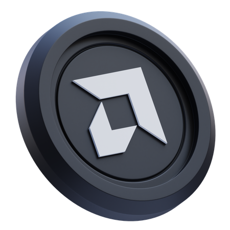 Free AMD Logo on Black Circular Coin  3D Icon