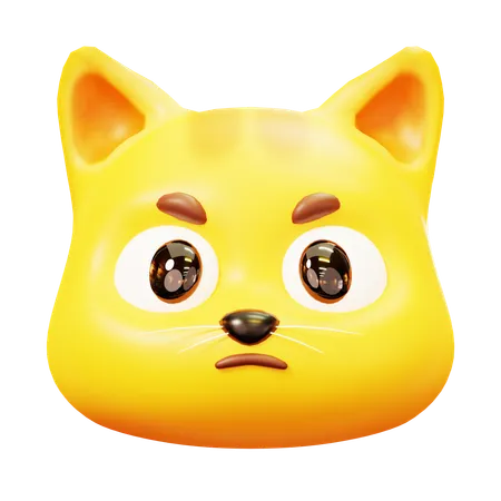 Free Cute Cartoon 3 D Angry Orange Cat Head Emoji Emoticon Funny Icon Set Front Face With Various Emotions 3D Icon