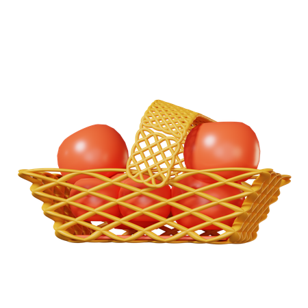 Free Apple In Basket  3D Icon