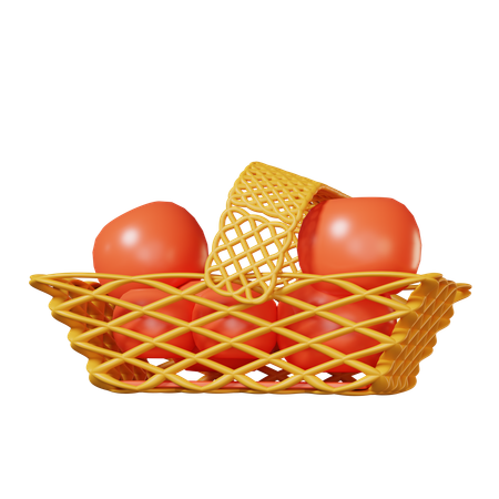 Free Apple In Basket  3D Icon