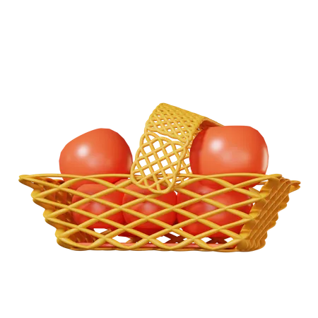 Free Apple In Basket  3D Icon