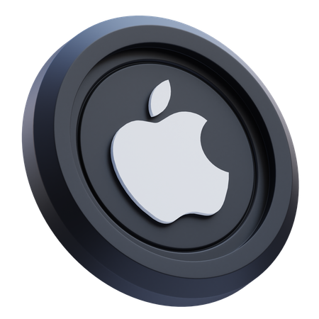 Free Apple-Logo auf schwarzer runder Münze  3D Icon