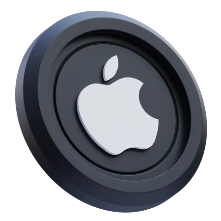 Free Apple-Logo auf schwarzer runder Münze  3D Icon