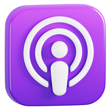 Free Apple Podcast Application  3D Icon