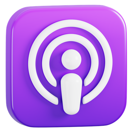 Free Apple Podcast Application Logo  3D Icon
