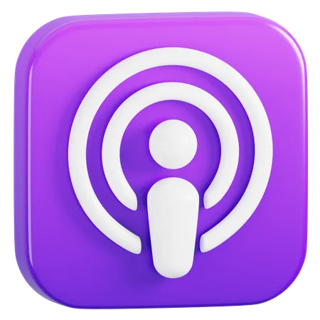 Free Apple Podcast Application Logo  3D Icon