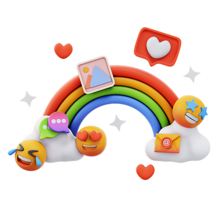 Free Arco-íris mídia social  3D Icon