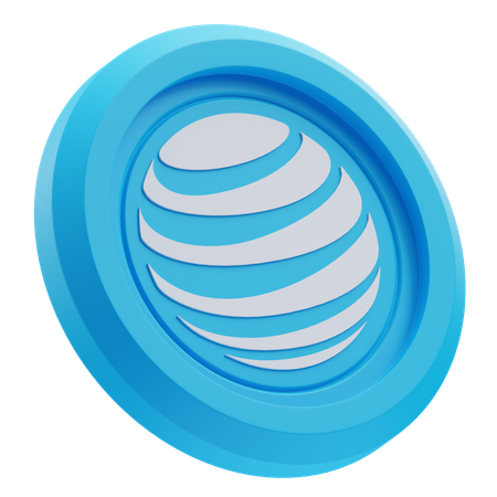 Free AT&T Logo on Blue Circular Coin  3D Icon