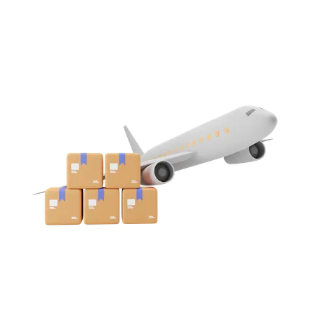 Free Avión y paquetes  3D Illustration