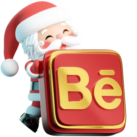 Free Behance Showcases The Jolly Santa Holding The Creative Behance Logo Against A Festive Backdrop Blending The Holiday Spirit With Artistic Expression In 3 D 3D Icon