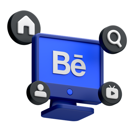 Free Behance auf dem Desktop-Monitor  3D Icon