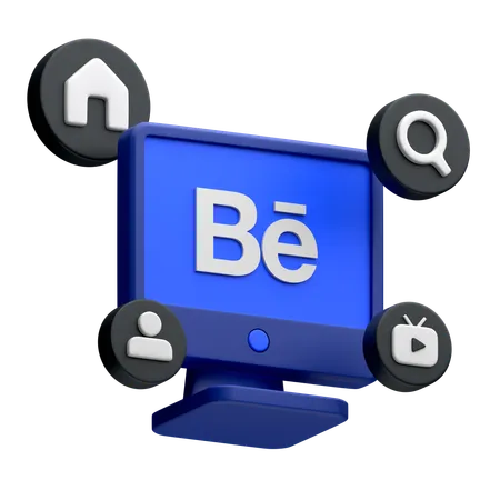 Free Behance auf dem Desktop-Monitor  3D Icon