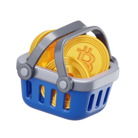 Free Bitcoin Basket  3D Icon