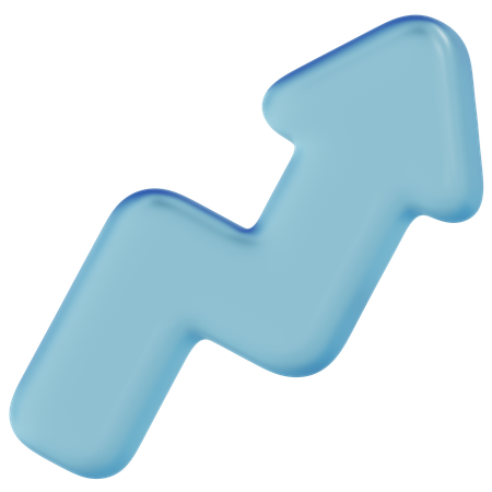 Free Blue Glass Trend Arrow Up  3D Icon