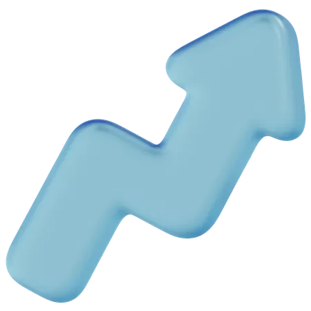 Free Blue Glass Trend Arrow Up  3D Icon