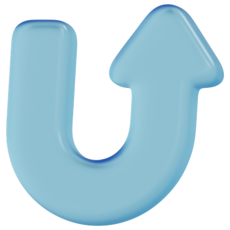 Free Blue Glass U Turn  3D Icon