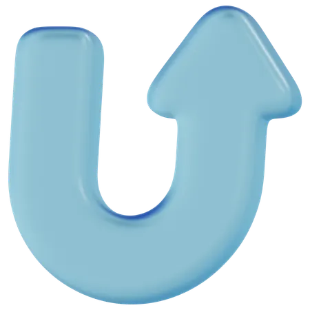 Free Blue Glass U Turn  3D Icon